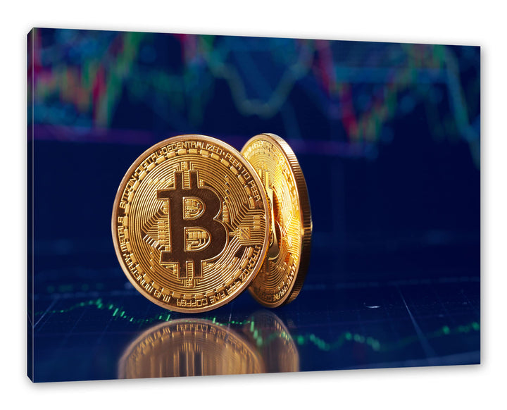 Pixxprint Bitcoin BTC als Leinwandbild | Grösse: 120x80 cm | Wandbild | Kunstdruck | fertig bespannt