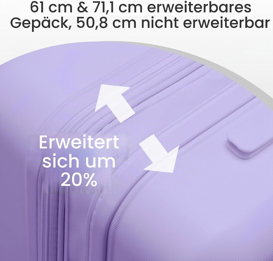 SHOWKOO Kofferset 3 Teilig Hartschale Leicht PC+ABS Erweiterbar Reisekoffer Haltbar Trolley Handgepä