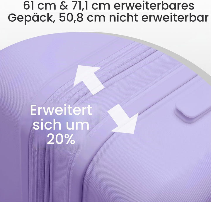 SHOWKOO Kofferset 3 Teilig Hartschale Leicht PC+ABS Erweiterbar Reisekoffer Haltbar Trolley Handgepä