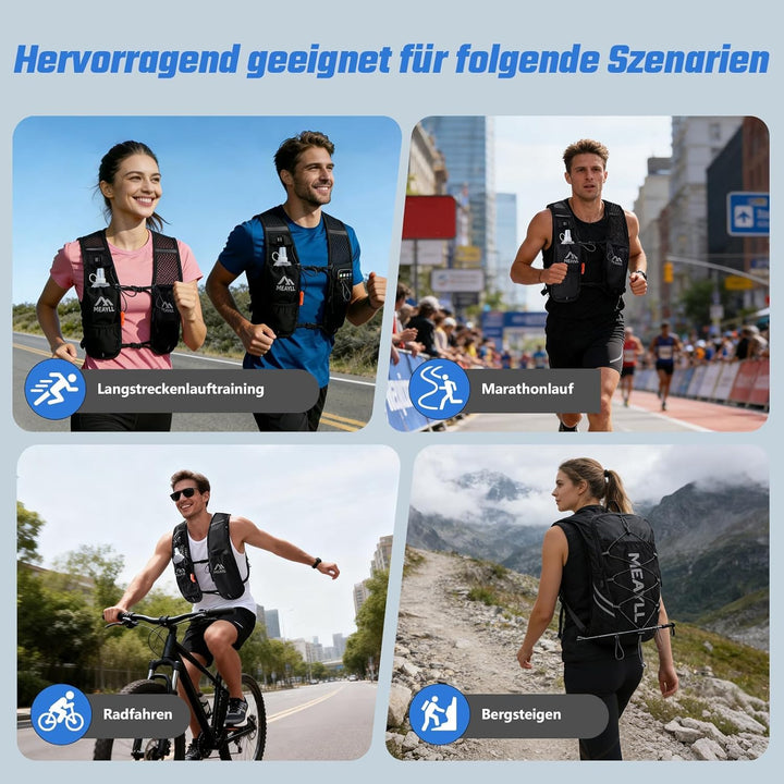 Laufweste für Damen & Herren mit 500 ml TPU Trinkflasche – Leichter und bequemer Laufrucksack, 7 L V