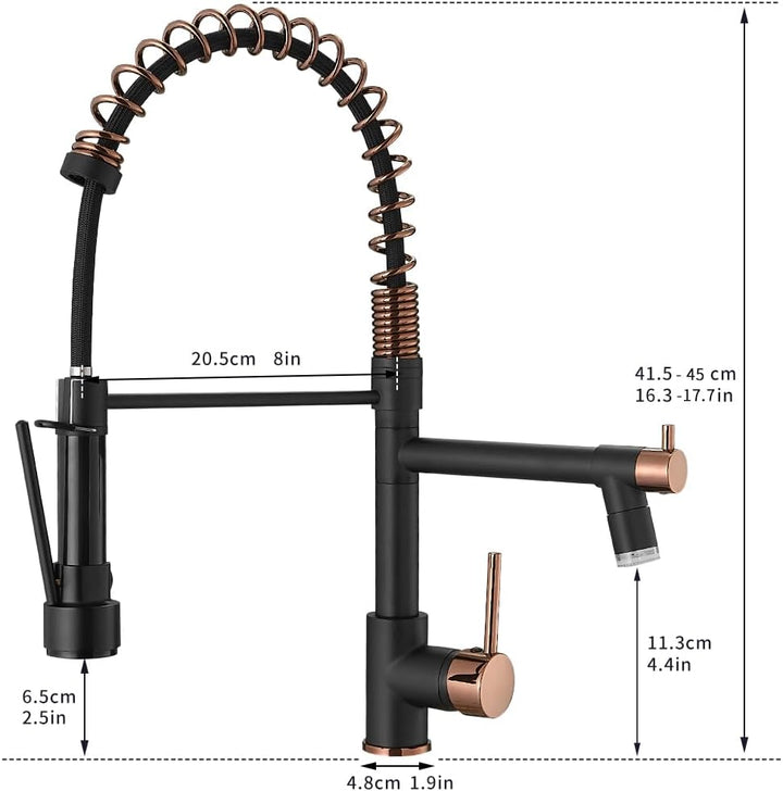 AIMADI LED Wasserhahn Küche Küchenarmatur 360° Schwenkbar mit Spiralfeder Herunterziehen Brause Arma