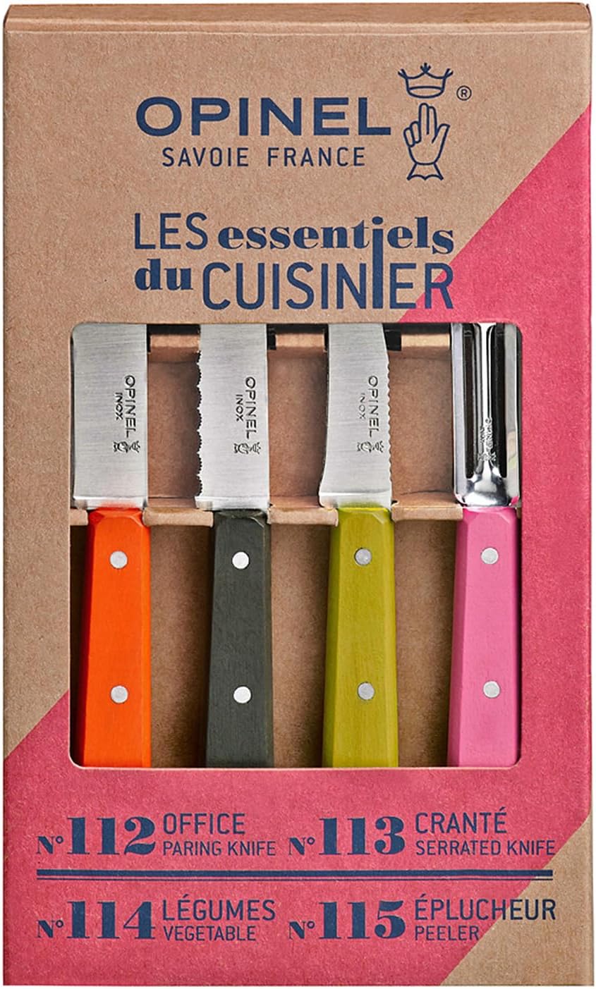 Opinel 1452 Küchenmesser-Set, 4-teilig, rostfrei Messer, Edelstahl, Mehrfarbig, One Size Küchenmesse