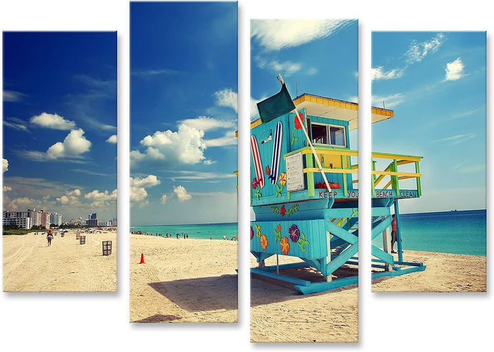 islandburner Bild auf Leinwand Südstrand In Miami Florida Bilder Wandbilder Poster Leinwand 130x80cm