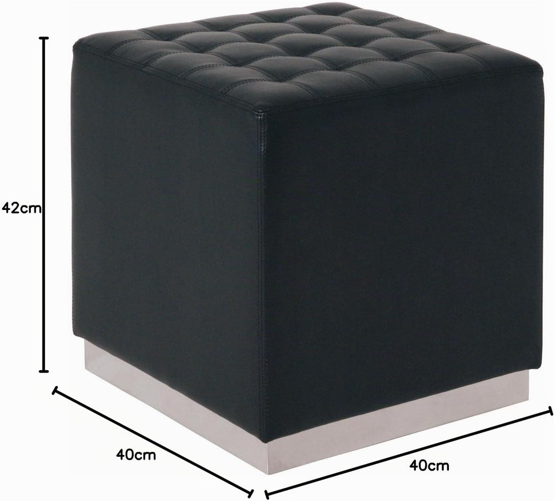 HAKU Möbel Hocker, Kunstleder, chrom-schwarz, B 40 x T 40 x H 42 cm Chrom-schwarz 40 x 40 x 42, Chro