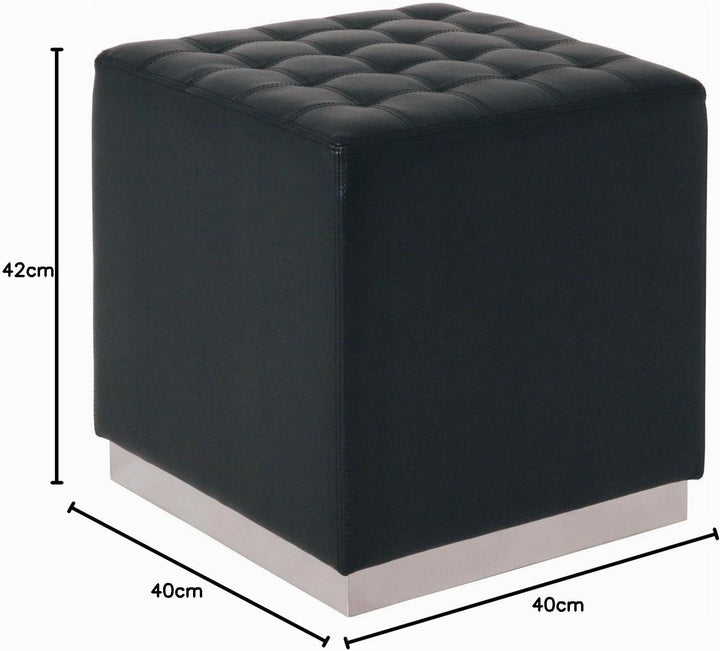HAKU Möbel Hocker, Kunstleder, chrom-schwarz, B 40 x T 40 x H 42 cm Chrom-schwarz 40 x 40 x 42, Chro