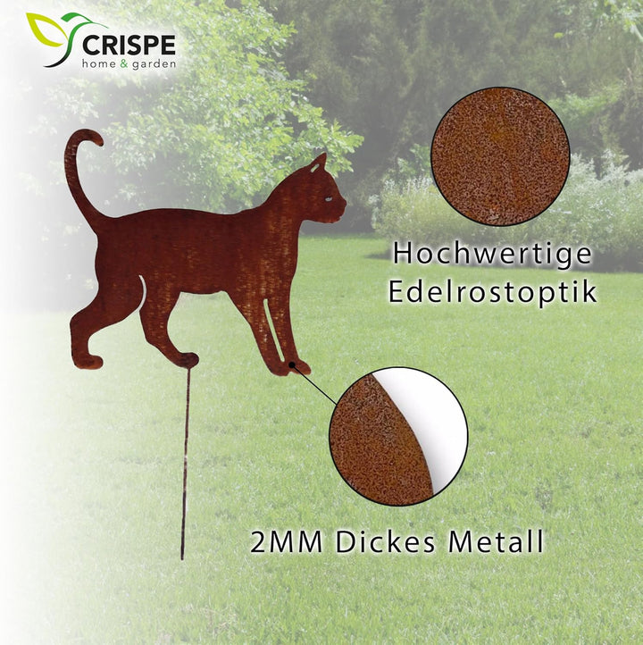 Crispe home & garden Gartenstecker Edelrost - laufende Katze gross - Höhe 29 cm, Katze Groß