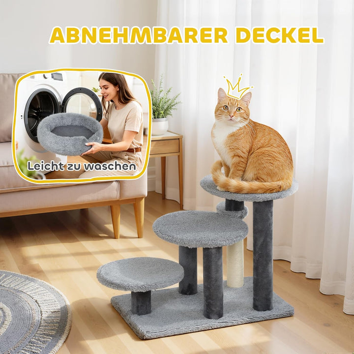 PawHut Katzentreppe 3-stufige Haustiertreppe mit Bett Ball Hundetreppe Tiertreppe für Katzen bis 5 k