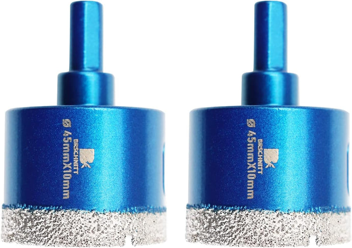 Diamant Trockenbohrer Fliesenbohrer 45mm - BRSCHNITT 2 Stück Diamant Bohrkrone - Lochsäge für Kerami