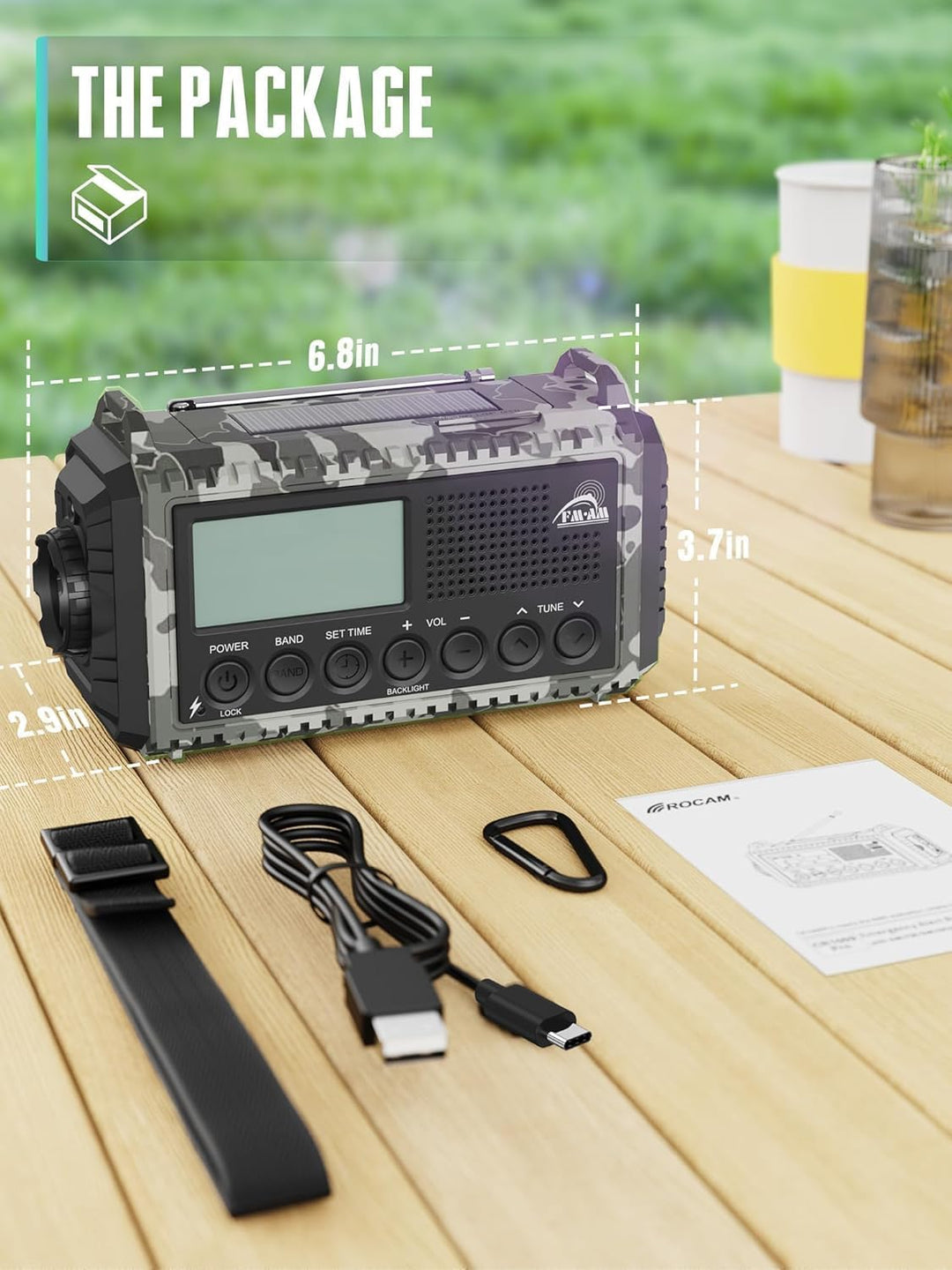 Kurbelradio 12000mah mit Handyladefunktion Solar, AM/FM/SW Notfallradio,Usb/Typ C, Sos,Wiederaufladb