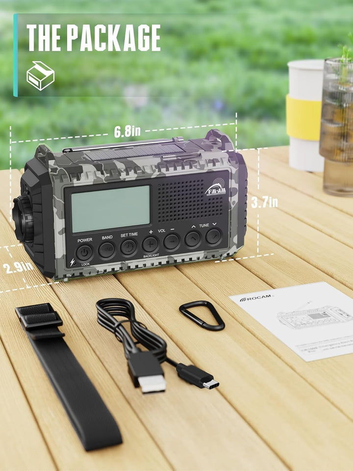 Kurbelradio 12000mah mit Handyladefunktion Solar, AM/FM/SW Notfallradio,Usb/Typ C, Sos,Wiederaufladb