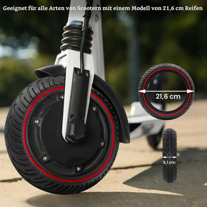 Amitor 8,5 Zoll E Scooter Solid Reifen 2 Stück, 8 1/2 x2 Vollgummireifen, Pannensicher Explosionsges