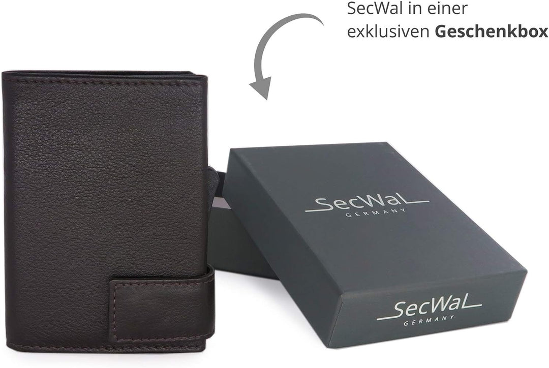 SecWal Kartenetui mit Münzfach Reissverschluss (Dunkelbraun), Dunkelbraun
