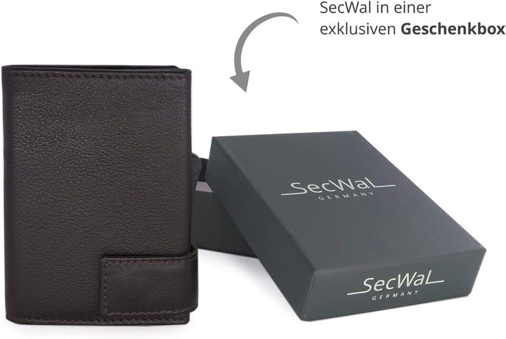 SecWal Kartenetui mit Münzfach Reissverschluss (Dunkelbraun), Dunkelbraun