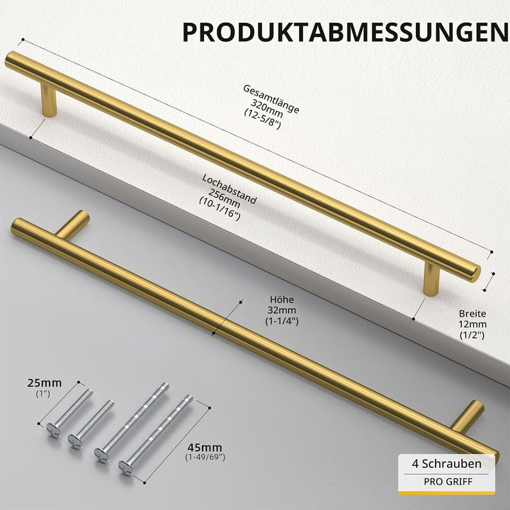 goldenwarm 5 Stück Schubladengriffe Gold Türgriffe Gold Schrankgriffe Gold -LS201GD256 Griffe für Kü