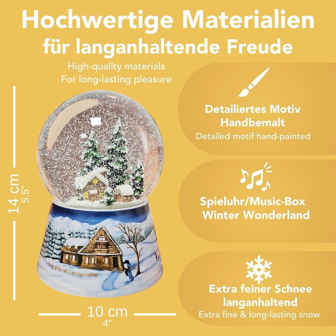 Schneekugel Musik Weihnachten | Kutschfahrt | | B: 10 cm H: 14 cm | 20325 (Mittelblau Winterlandscha