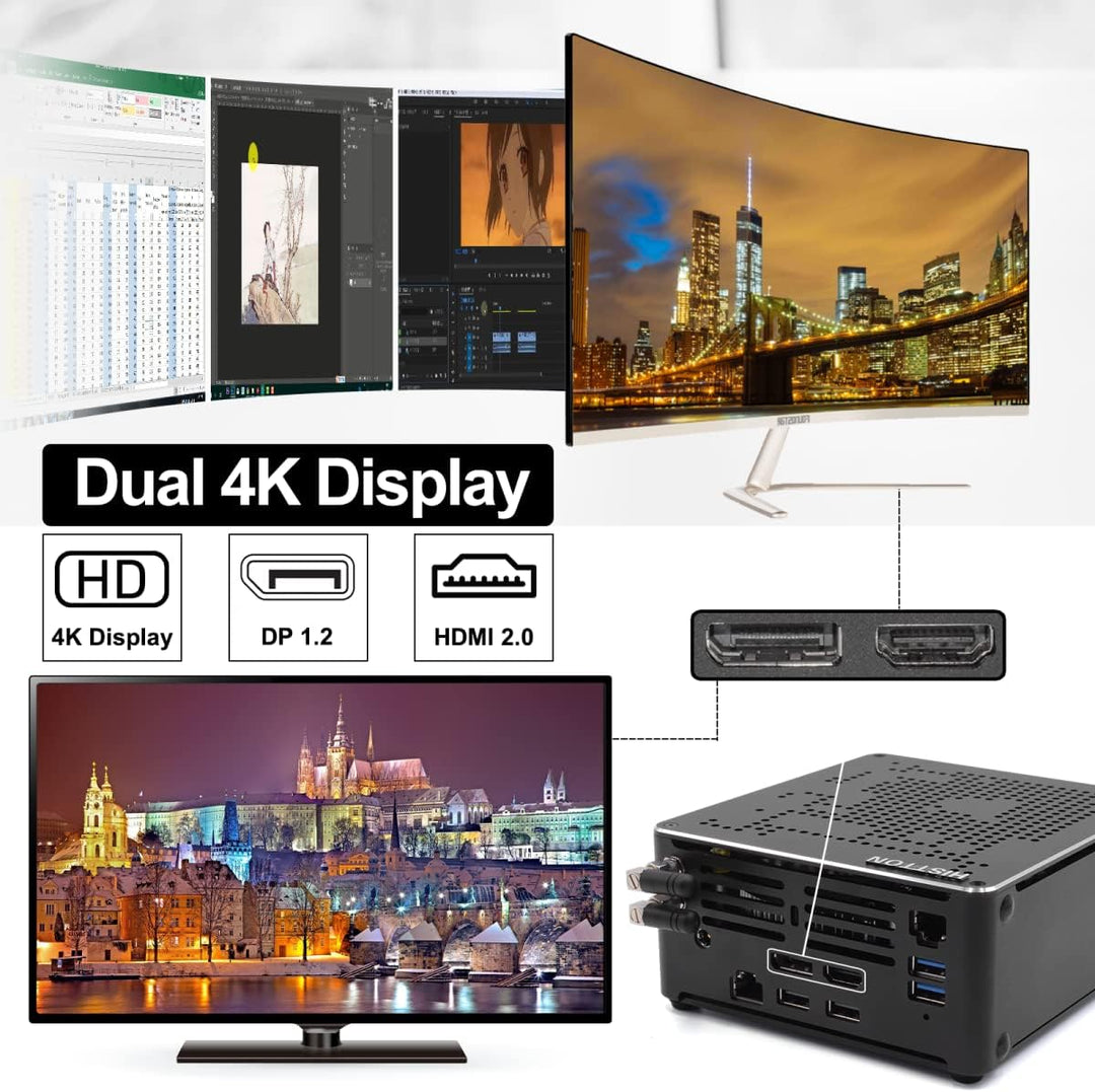 HISTTON NUC Mini PC Windows 11 Pro Intel Core i9-9880H Prozessor 64GB RAM 1TB M.2 SSD, Unterstützt S