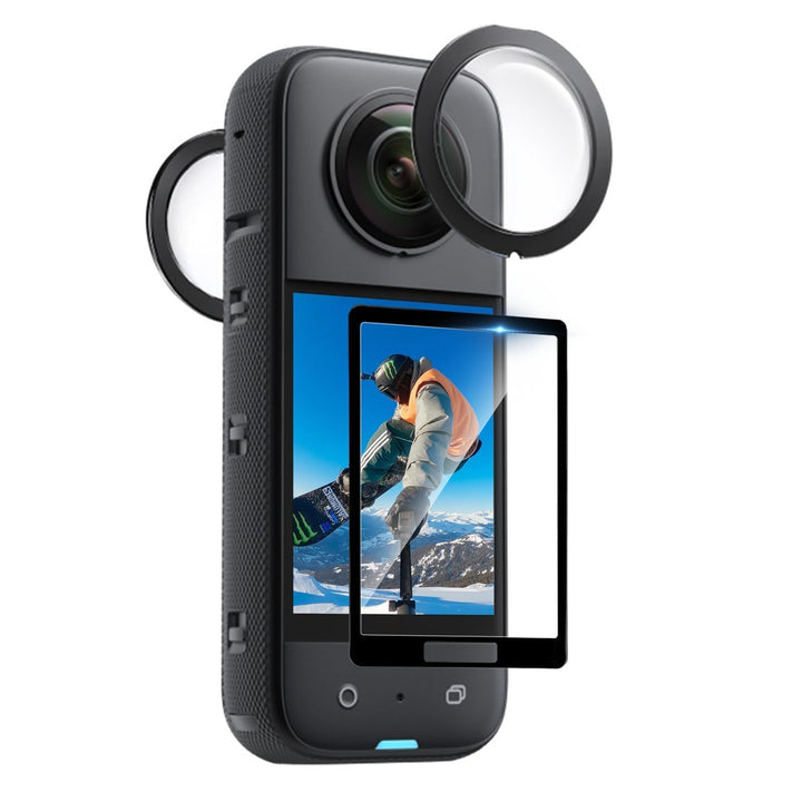 Premium Objektivschutz und Displayschutzfolie kompatibel mit Insta360 X3 Panoramakamera,3D doppelsch