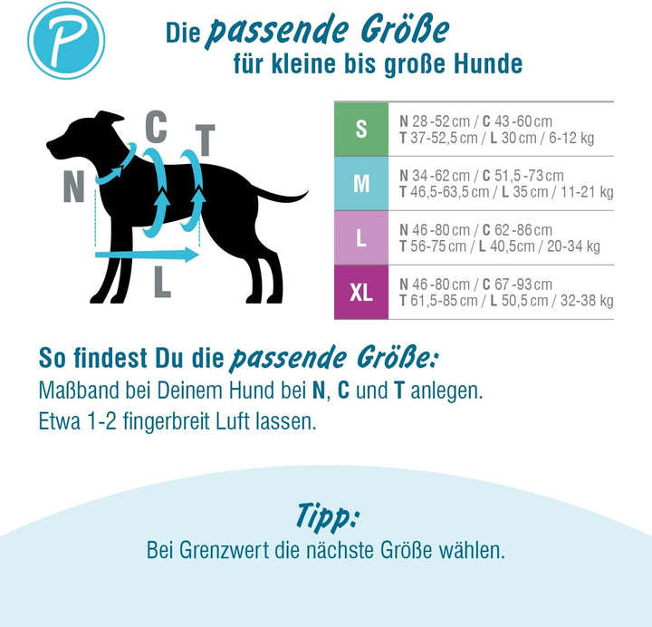 Petlando Sicherheitsgeschirr, ausbruchsicheres Hundegeschirr mit extra Bauchgurt, weich gepolstert m