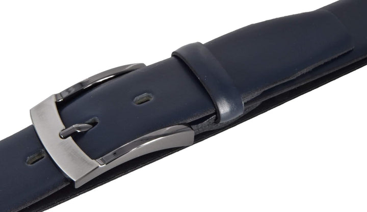 Bovino by Bernd Götz Herren Leder Gürtel 35 mm breit marineblau Rindleder bombiert kürzbar (105 cm,