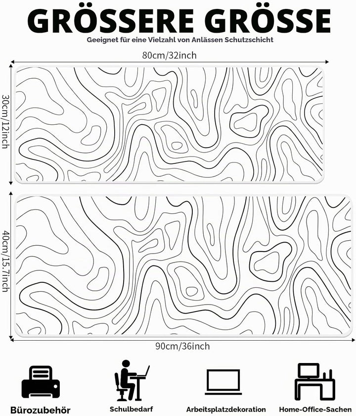 Gaming Mauspad XXL, Mousepad 900x400mm,Gross Schreibtischunterlage mit Rutschfester Gummibasis,Desk