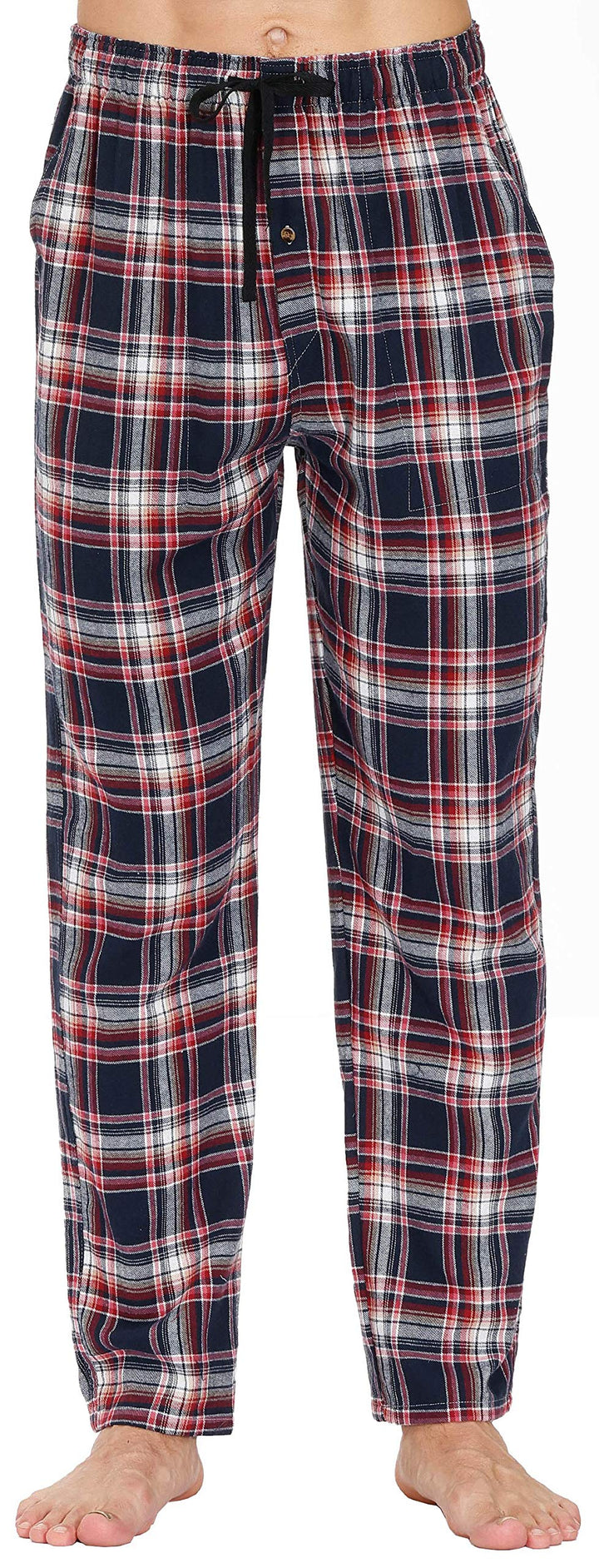 MoFiz Herren Pyjamahose Warm Lang Baumwolle Weich Schlafanzughose Kariert Winter Nachtwäsche Freizei