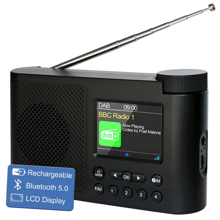 Tragbares DAB Radio Klein, DAB Plus Radio mit Bluetooth, Kofferradio Akku, Mini küchenradio Batterie
