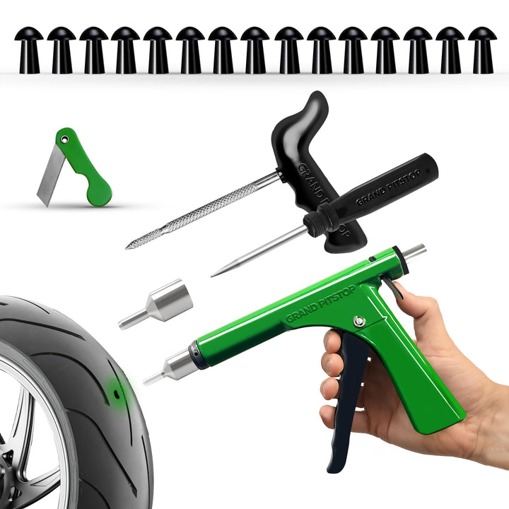 GRAND PITSTOP GrandPitstop Tubeless Reifenpannen-Reparaturset mit Stopfen für Motorrad, Auto und Rol