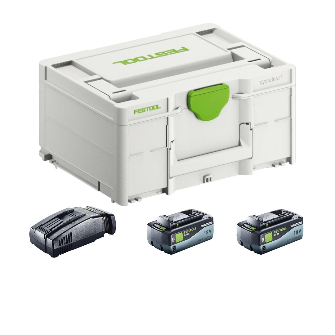 Festool Energie-Set SYS 18V 2x8,0/SCA16 (mit Akkupacks BP 18 Li 8,0 ASI, Schnellladegerät), im Systa
