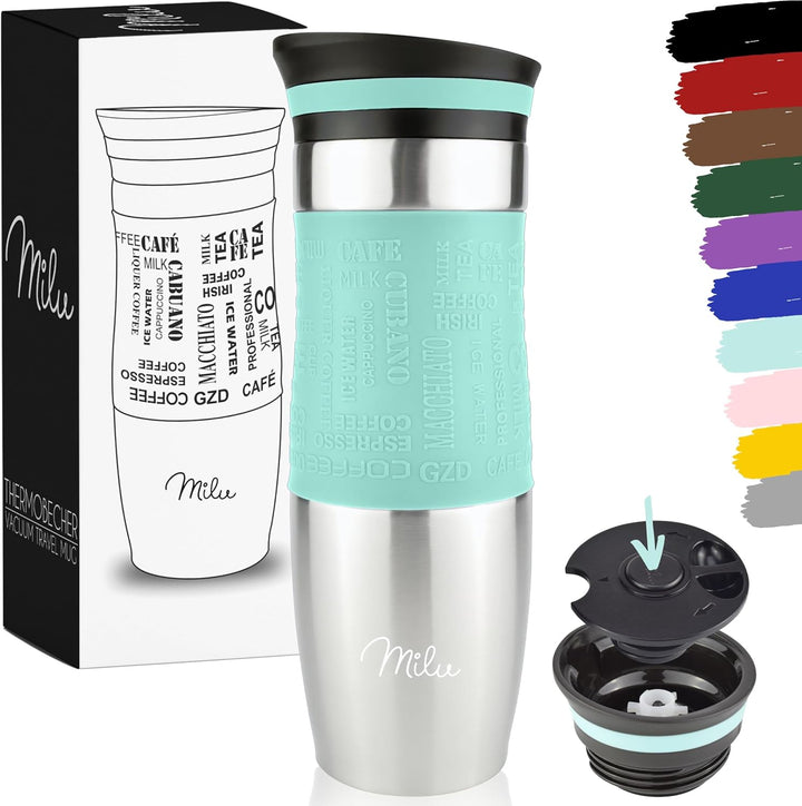 Milu Thermobecher 370ml 450ml Isolierbecher Kaffeebecher to go - 100% Auslaufsicher - Trinkbecher au