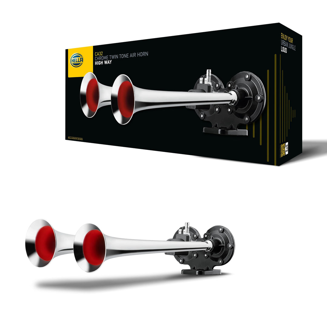 HELLA 3PB 013 410-061 Fanfare CA32-24V - 115dB(A) - 370Hz-415Hz - Hochton/Tiefton - elektrisch-pneum