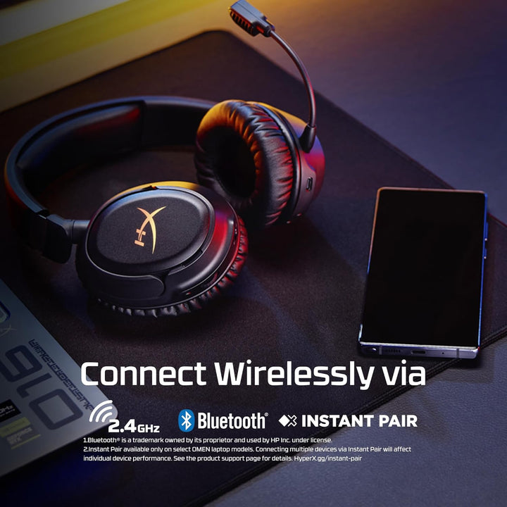 HyperX Cloud Flight 2 – Kabelloses Gaming-Headset, RGB-Lichter, 100 Stunden Akku, Dual Wireless 2,4