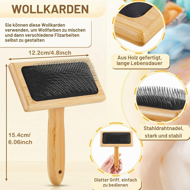 4 Pcs Wool Blending Board Carding Brush Set Wool Hand Carders Wood Brushes Wool Carders Needle Filti