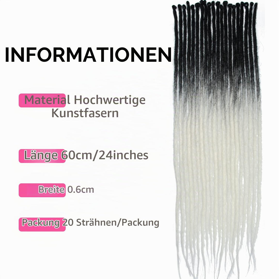 Dünne 0.6cm Synthetische Dreadlock Extensions Handgemacht 24 Zoll 20 Stränge Häkelhaar Lange Häkelzö
