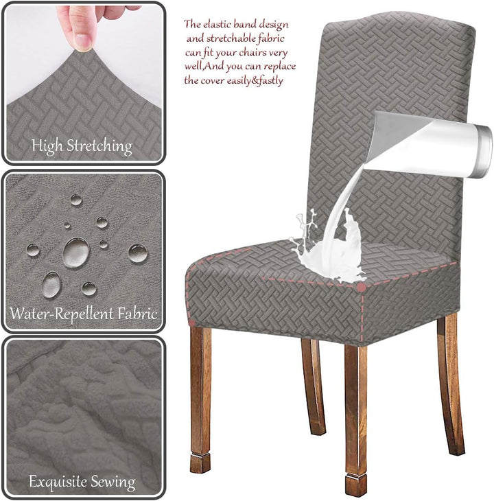 KELUINA Stretch wasserdichte Jacquard mit langem Gitter Esszimmer Stuhlhussen Home Decor, Stuhlhusse