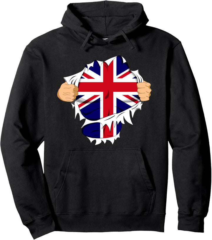 Superheld Britische Flagge London England UK Pullover Hoodie