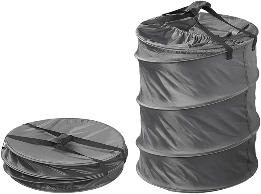 ProPlus Faltbarer Wäschekorb Pop up Wäschesack Camping 46x60 - Tragegriffen - Gummizug - Grau