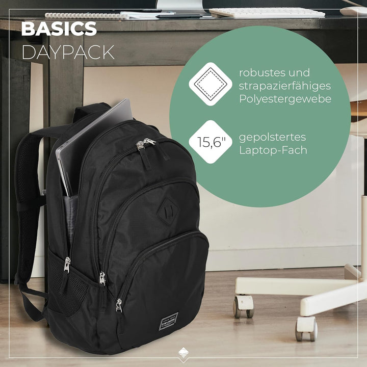 Travelite Handgepäck Rucksack, Laptop Rucksack 15,6 Zoll, BASICS, Daypack, Tagesrucksack mit vielen