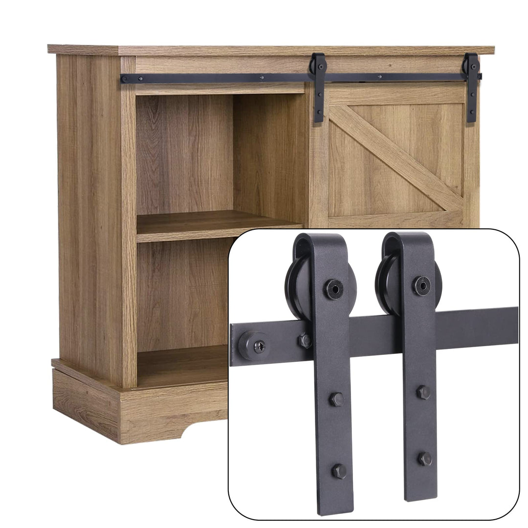 EGTink 90cm/3FT Mini Schiebetürbeschlag Set, Schiebetürsystem mit Laufrollen und Schien für Einzeltü