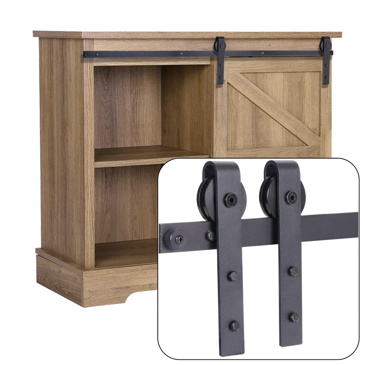 EGTink 90cm/3FT Mini Schiebetürbeschlag Set, Schiebetürsystem mit Laufrollen und Schien für Einzeltü