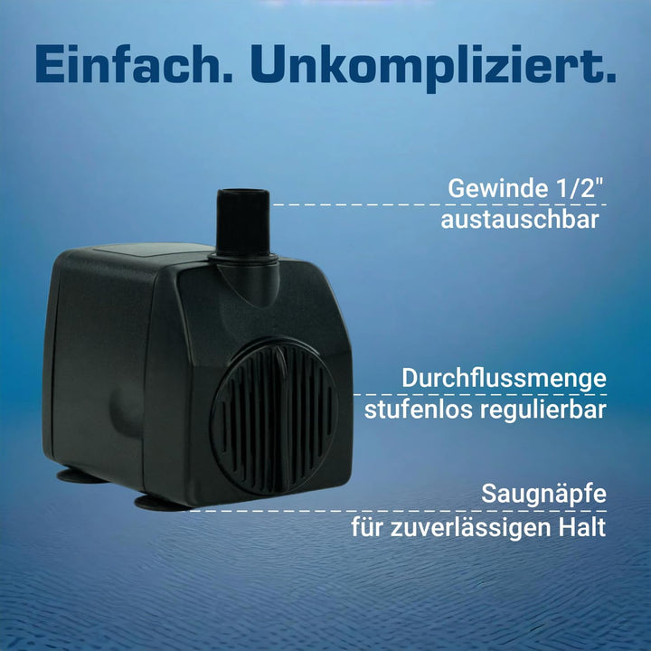 Kerry Pumpe Zimmerbrunnenpumpe Teichpumpe Wasserspielpumpe bis zu 750 l/h, 11W