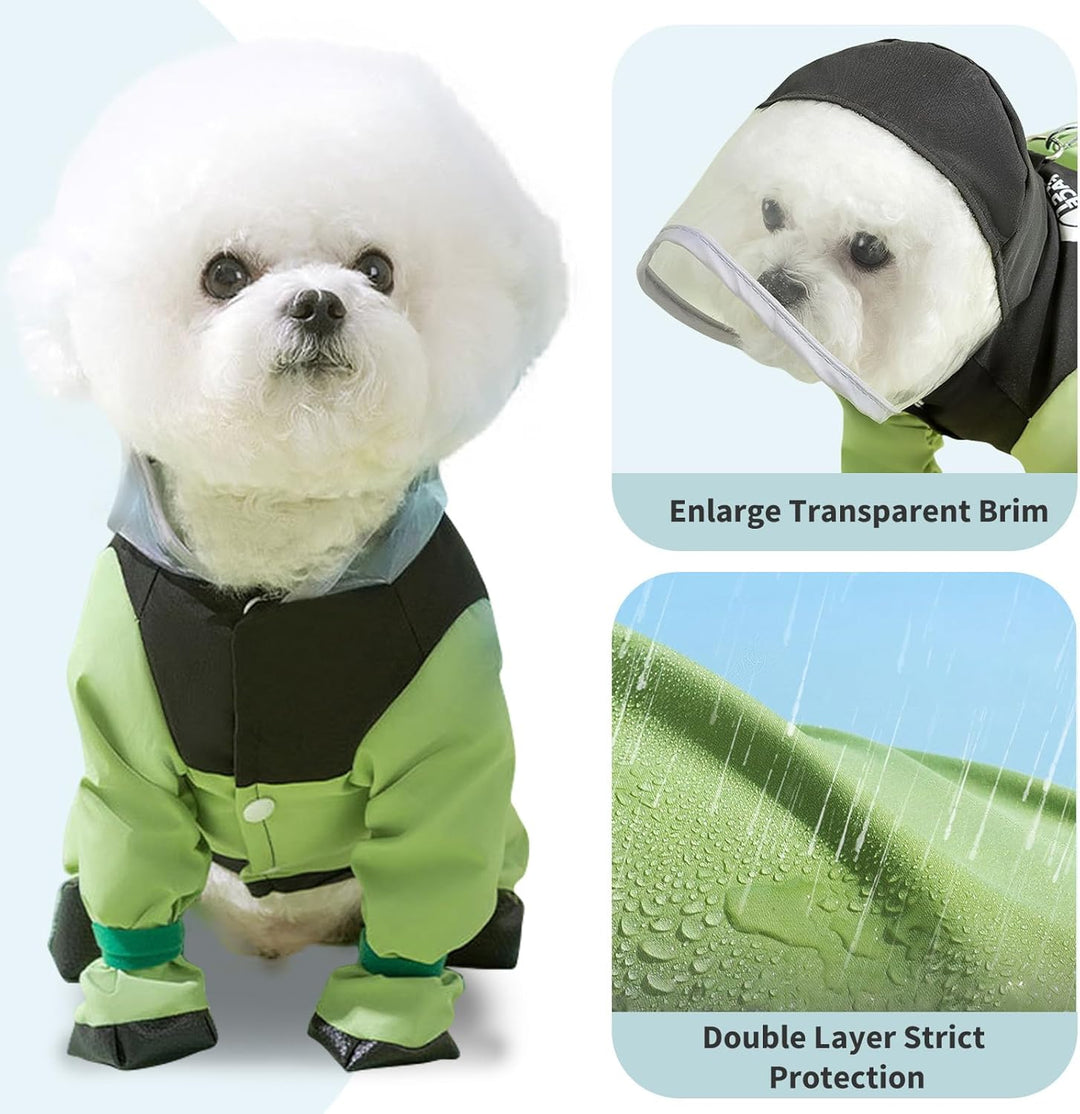 PETCUTE Hund Regenmantel,wasserdichte Hunde-Regenjacke mit Kapuze,Verstellbare Vierbeiner Hunderegen