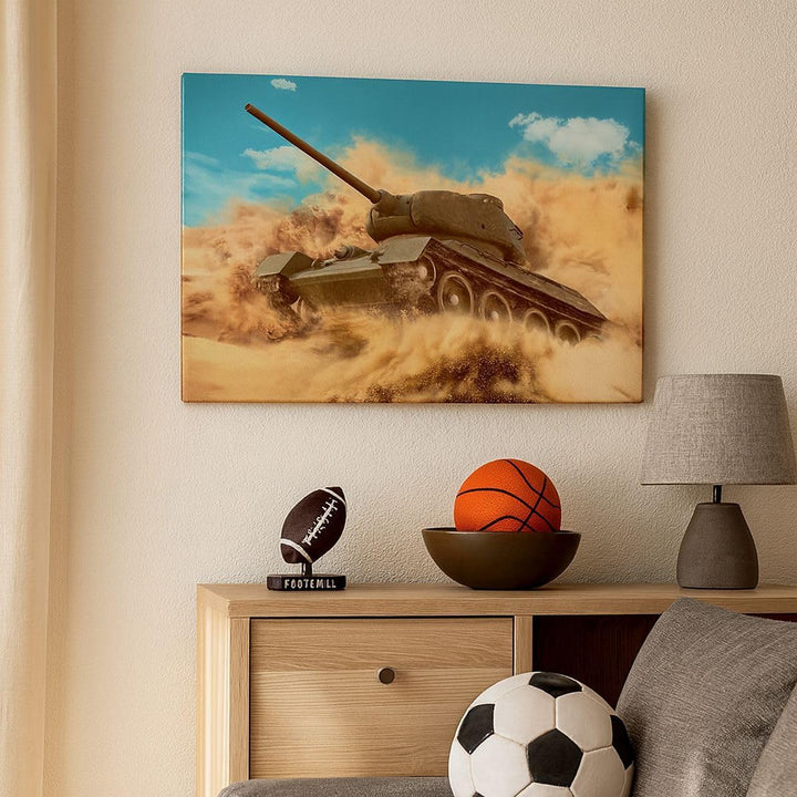 Bilder auf Leinwand 100x70cm Leinwandbild mit Rahmen Panzer Poligon Feld Gross Wanddeko Bild Schlafz