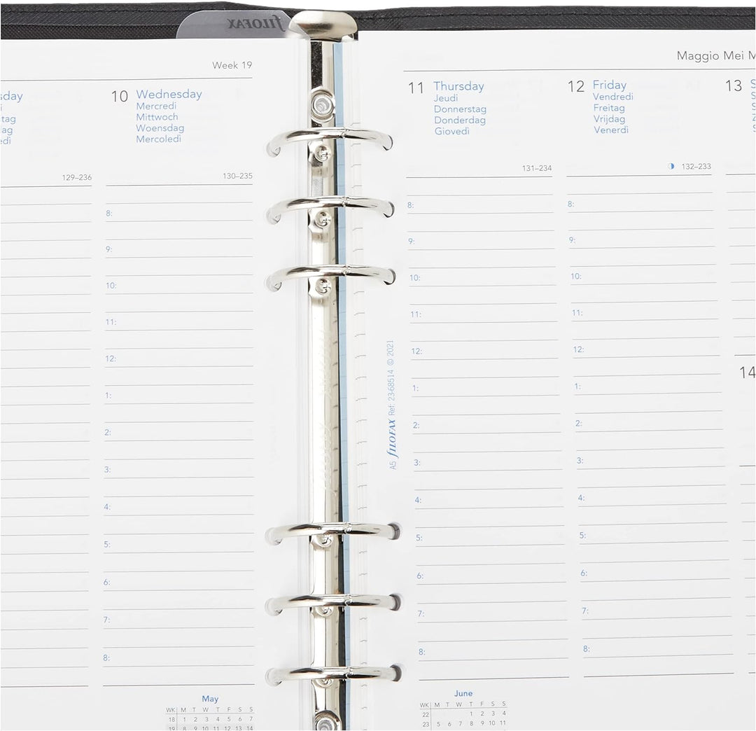 Filofax A5 Saffiano Organizer, Schwarz, Schwarz