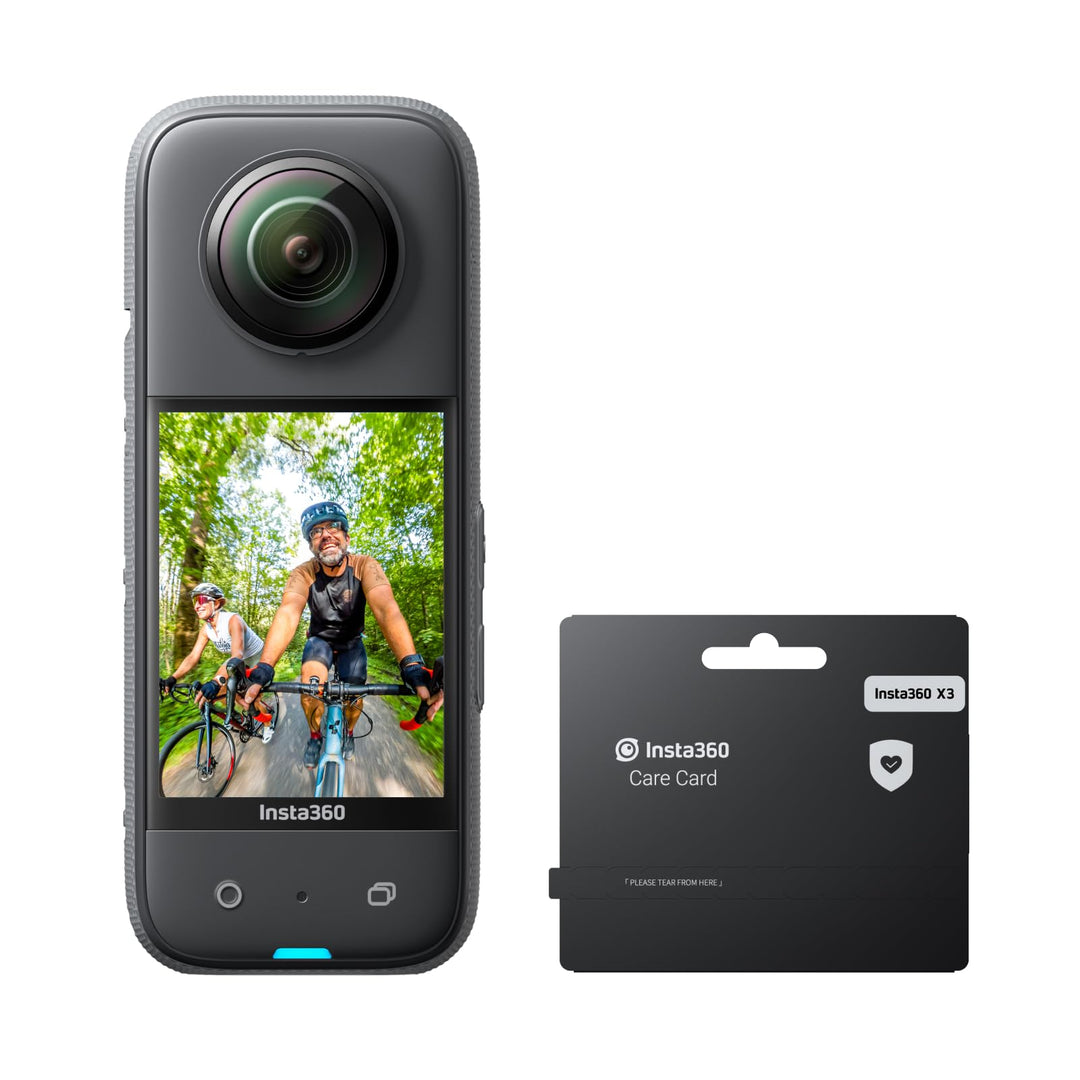 Insta360 X3 mit X3 Care Garantiekarte - wasserdichte 360°-Action-Kamera mit 48MP 1/2"-Sensoren, 5,7K