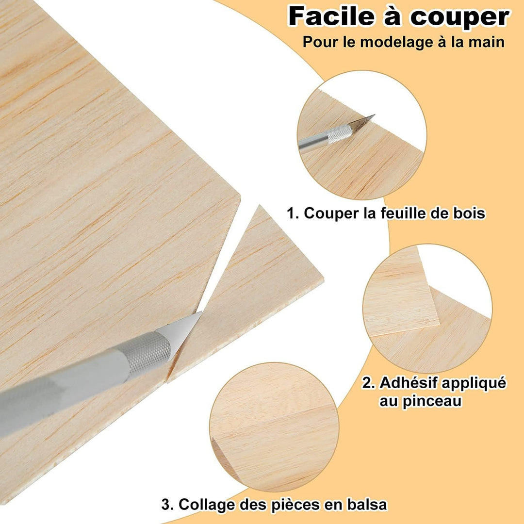 SENENQU 20 Stück Balsaholz Platten Holzplatten 1.5mm x 300mm x 200mm, Balsaholz 1,5mm Modellbau, Bal