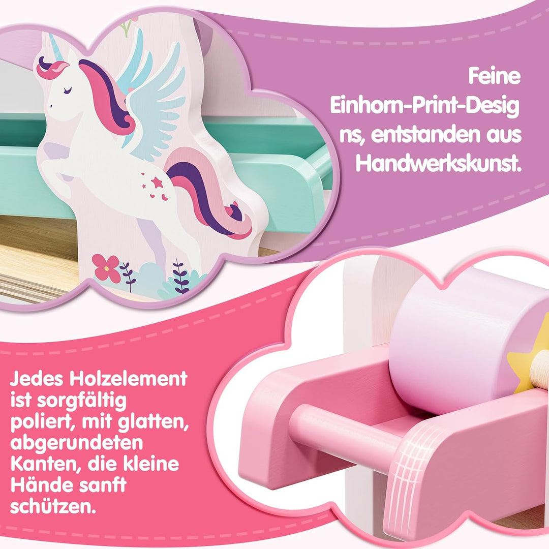 Lehoo Castle Kugelbahn Holz ab 1 Jahr, Einhorn Holz Kugelbahn, Montessori Spielzeug ab 1 Jahr, Holzs