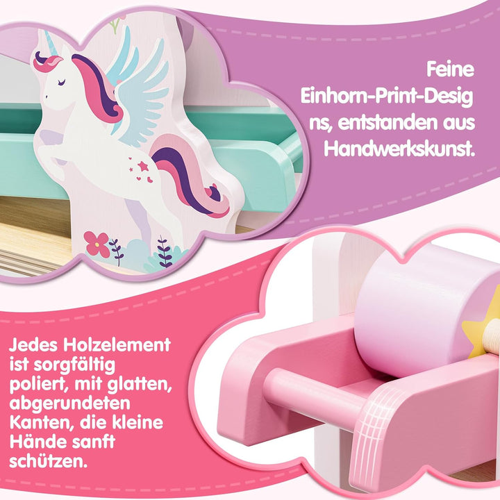 Lehoo Castle Kugelbahn Holz ab 1 Jahr, Einhorn Holz Kugelbahn, Montessori Spielzeug ab 1 Jahr, Holzs