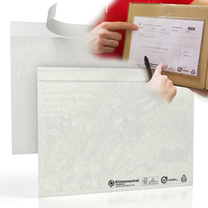 Lieferscheintaschen selbstklebend C5 - Transparente Versandtaschen 100 Stück - Dokumententasche für