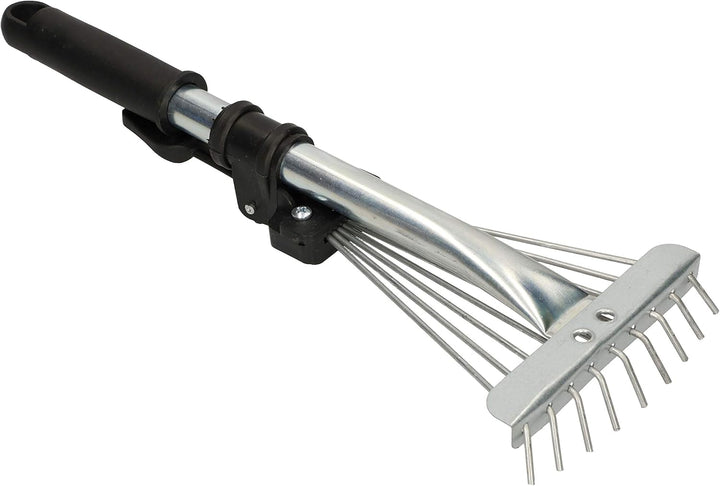 KOTARBAU® Robuster Fächerbesen 20 cm aus Metall Verstellbar 25 - 100 mm Minirechen mit 9 Zinken Laub