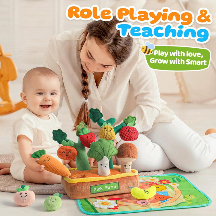 Mini Tudou Baby Spielzeug ab 6 Monate,15 Stück Sensorische Knister Früchte Gemüse Bauernhof Plüschti